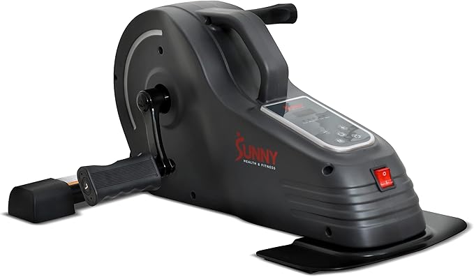 Sunny Health & Fitness Dual Function Under Desk Pedal Exerciser, Portable Indoor Cardio Mini Bike at Home, Arm/Leg Cycle for Seniors, Optional Magnetic, Motorized & Free SunnyFit App Bluetooth Connect-Ruum Studio Home