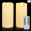Aignis Indoor Flameless LED Candles Battery Operated with Remote Timer and Wax-Like Shell for Home/Wedding/Holiday Decor, Set of 2(D 2.95" x H 6")-Ruum Studio Home