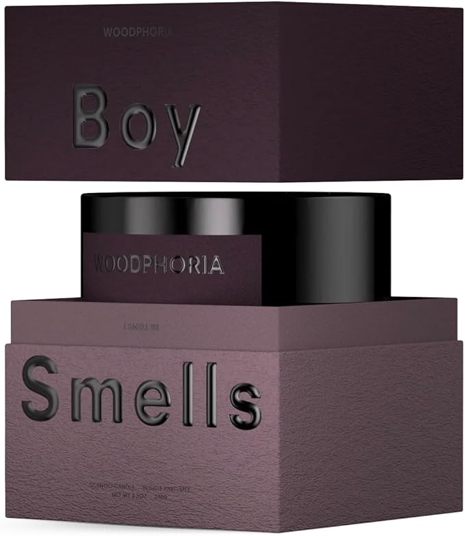 Boy Smells - Woodphoria Scented Candles for Men and Women - 8.5 oz - Soy, Coconut Wax Candle Blend - Aromatic Candles for Home with Fig, Sandalwood and Jasmine - 50-Hour Burn - Cotton Wick-Ruum Studio Home