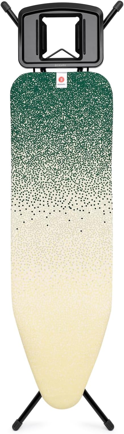 Brabantia - Ironing Board B – Solid Steam Iron Rest – Adjustable Height – Non-Slip Rubber Feet – 100% Fairtrade Cotton Cover with Foam Padding – Foldable – New Dawn – Size B (49 x 15 in)-Ruum Studio Home