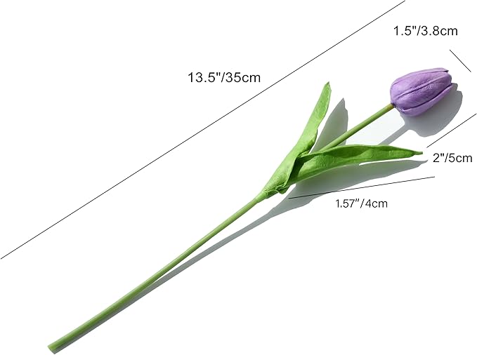 Mandy's Artificial Tulips 20 Stems Lilac PU Faux Flowers for Wedding Home Decor 13.5 Inch-Ruum Studio Home