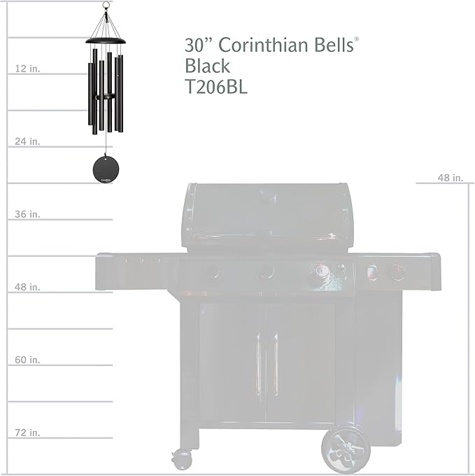 Corinthian Bells by Wind River - 30 inch Black Wind Chime for Patio, Backyard, Garden, and Outdoor Decor (Aluminum Chime) Made in The USA-Ruum Studio Home