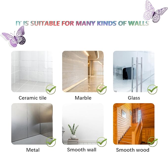SAOROPEB 3D Butterfly Wall Decor - 48 Pcs, 4 Styles, 3 Sizes, Removable Stickers for Birthday & Party Decorations (Lavender)-Ruum Studio Home