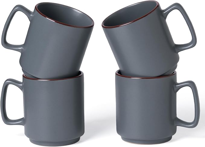 famiware Coffee Mugs Set of 4, Nebula 14oz Coffee Mugs, Ceramic Cup Set with Handle for Latte, Tea, Milk, Cappuccino, Cocoa, Charcoal-Ruum Studio Home