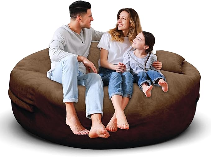 Bean Bag Chair for Adults 5FT,Soft Removable Cover for Teens/Girls Bedroom,Fluffy Giant Round Floor Beanbag Lounger Chairs (No Filler,Deep Coffee)-Ruum Studio Home