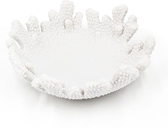 Accessoryway White Coral Textured Decorative Bowl,9.45" Medium Resin Decorative Centerpiece Bowl for Coastal Beach theme house table centerpiece decorations & Nautical decorations for coffee table-Ruum Studio Home