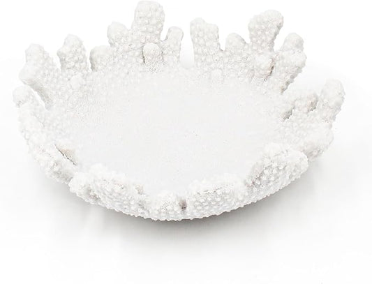 Accessoryway White Coral Textured Decorative Bowl,9.45" Medium Resin Decorative Centerpiece Bowl for Coastal Beach theme house table centerpiece decorations & Nautical decorations for coffee table-Ruum Studio Home