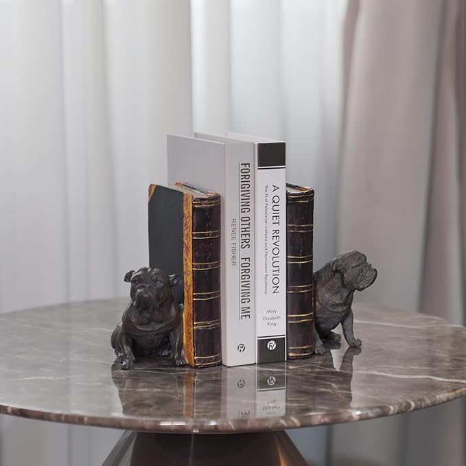 Dog Decorative Bookends Book Holder - Vintage Shelf Decor Book Ends to Hold Books Heavy Duty for Home Decor 3.5 X 4.5 X 6.25 inch Guichifun-Ruum Studio Home