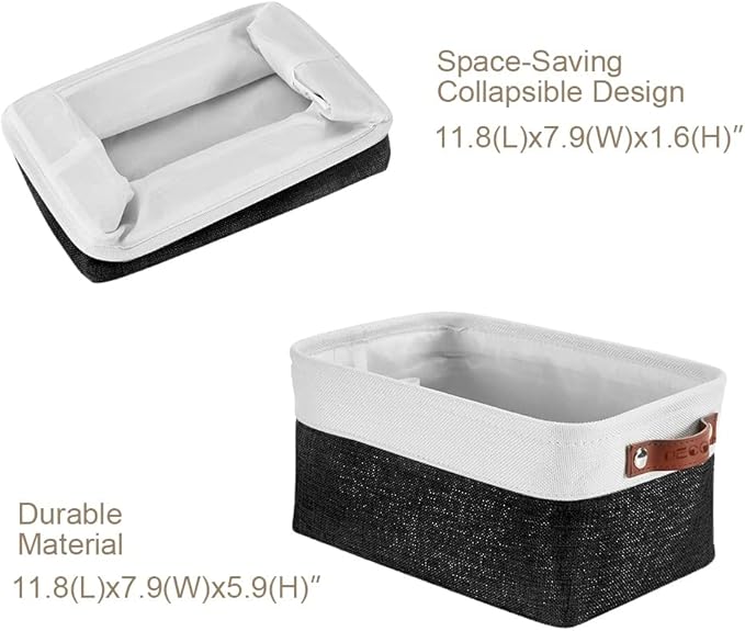 DECOMOMO Small Storage Basket, Closet Storage Bins, Baskets for Organizing Shelves (Black & White, Small - 6 Pack)-Ruum Studio Home