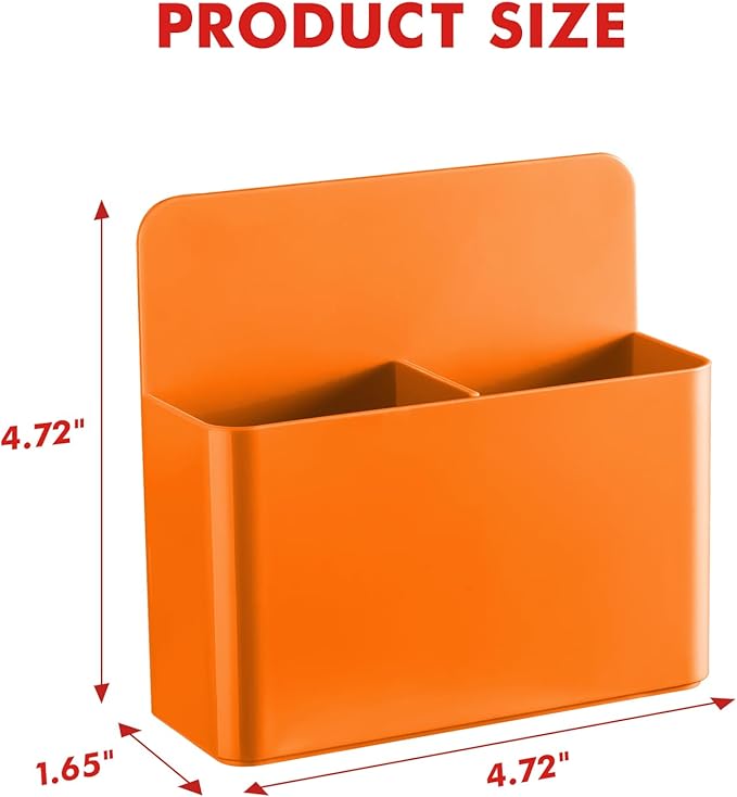 BEYGORM 2 Pack Plastics Magnetic Pen Holder for Refrigerator, Dry Erase Marker Holder for Whiteboard，Magnet School Locker Organizer Accessories, Pencil Cup, Pen Caddy, Classroom Organization(Orange)-Ruum Studio Home
