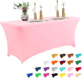 IVAPUPU 4FT Table Cloth for Rectangular Fitted Events Stretch Pink Table Covers Washable Cover Spandex Tablecloth Protector for Party, Wedding, Cocktail, Banquet, Festival-Ruum Studio Home