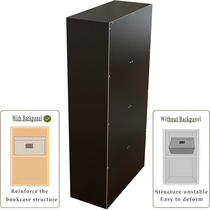 8-Cube Storage Shelf Bookcase - Wooden 4-Tier Floor Standing Open Bookshelf, Modern TV Stand up to 55 Inchs for Home and Office, Black-Ruum Studio Home