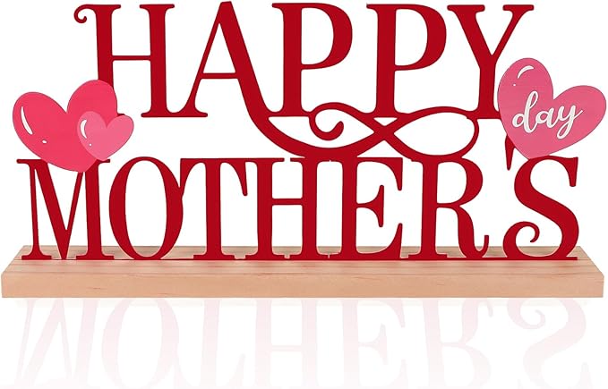 COCHIE Metal Happy Mother's Day Sign, Mothers Day Decorations for Home, Shelf, Mantel, Indoor, Mothers Day Gifts for Mom from Daughter Son, Mother Day Table Top Party Decoration (Mother's Day)-Ruum Studio Home