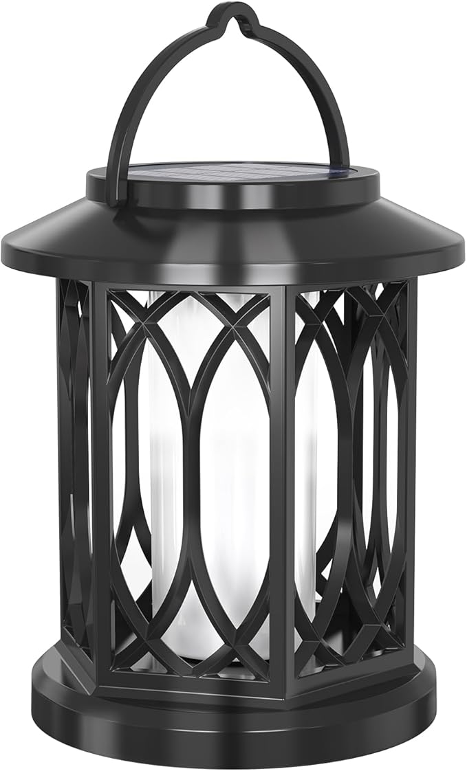 Solar Lanterns Outdoor, Flickering Flames Outdoor Solar Lights Hanging Lanterns Waterproof Decoration Lighting for Garden,Tree,Table (2 Pack)-Ruum Studio Home