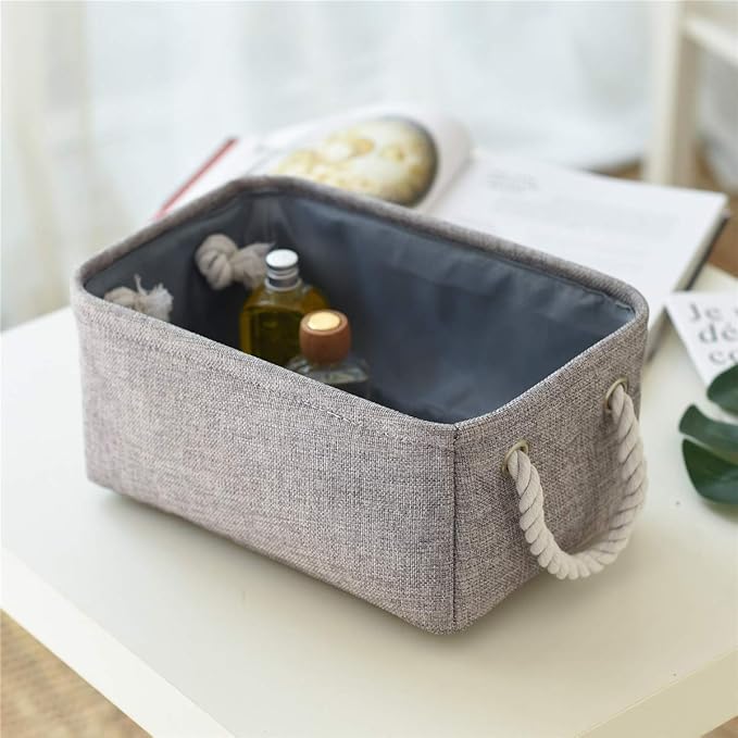 TcaFmac Basket for Organizing Cube Stgorage Bin - Small 6 Pack Fabric Storage Cubes Collapsible Baskets for Shelves with Rope, Bins for Organization Toy(Grey 12x8x5.2 inch)-Ruum Studio Home