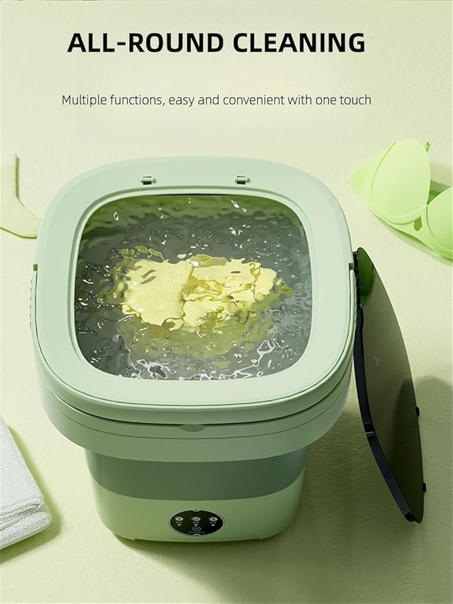 Portable Washing Machine, Mini Washer,16L Upgraded Large Capacity Foldable Washer.Deep Cleaning of Underwear, Baby Clothes and Other Small Clothes.Suitable for Apartments, Dormitories, Hotels.(Green)-Ruum Studio Home