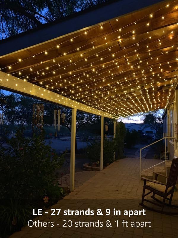 Lighting EVER 594 LED Curtain Lights, 20 x 10 ft Plug in Hanging Fairy String Lights, Wedding Party Backdrop Lights, Window Twinkle Lights for Wall, Patio, NOT Connectable (27 Strings, 9" Apart)-Ruum Studio Home