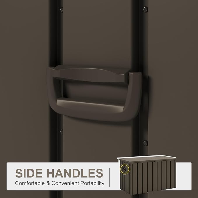 PURPLE LEAF Outdoor Deck Box 120 Gallon Waterproof Lockable Storage Box Container with Lid Deck Organization for Patio Cushions Side Table Pool Accessories Garden Tools, Brown-Ruum Studio Home