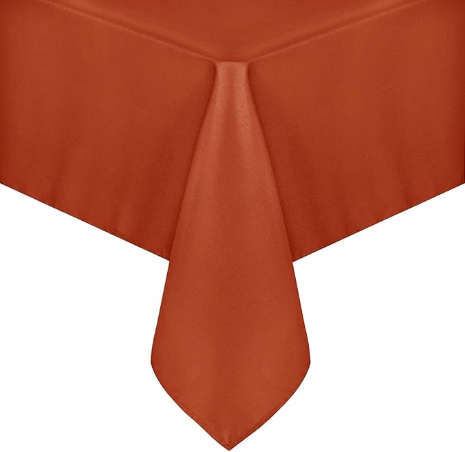 sancua Fall Tablecloth for 6 Foot Tables, 60 x 102 Inch Burnt Orange - Stain and Wrinkle Resistant Rectangle Table Cloth, Fabric Thanksgiving Table Cover for Dining Buffet Parties, Rust Pumpkin Orange-Ruum Studio Home