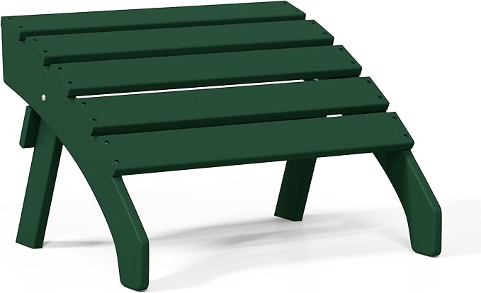 WestinTrends Dylan Outdoor Patio HDPE Adirondack Ottoman Footrest, Dark Green-Ruum Studio Home