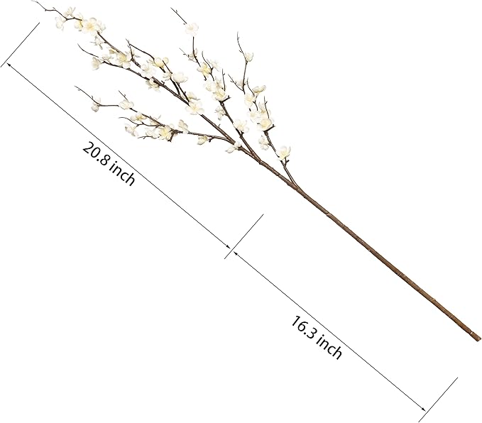 4Pcs Cherry Blossom Branches Artificial Flowers for Spring Summer Indoor Decoration,Faux Long Stem Artificial Flowers for Wedding Home Office Bedroom Party Table Centerpieces Decor(White)-Ruum Studio Home
