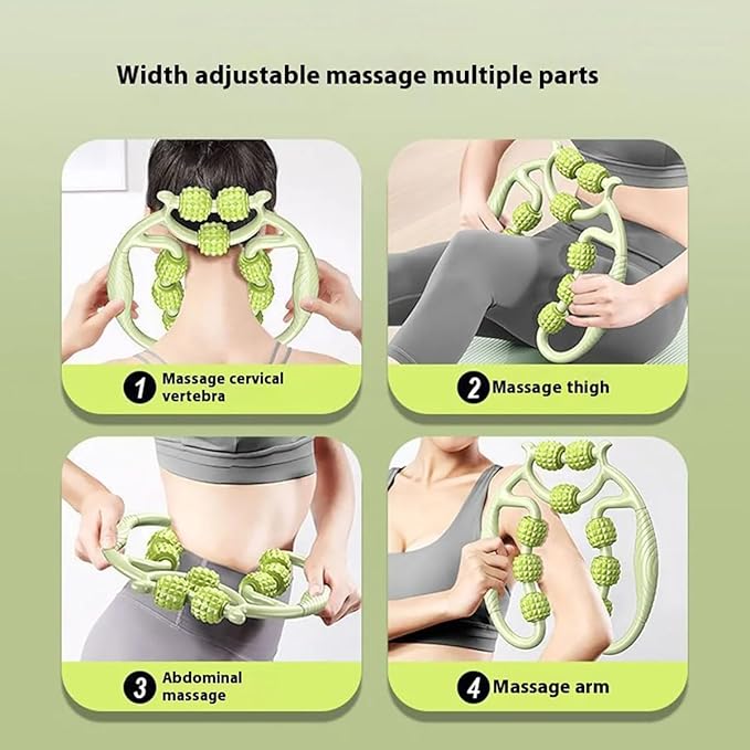 10 Roller Circular Leg Massager with Bonus Massage Stick – Manual Back & Leg Rollers, Relajador de Piernas Set, Circular Leg Clamp Roller for Neck, Arms & Legs (Green)-Ruum Studio Home