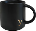 COLLECTIVE HOME - Black Monogram Ceramic Mugs, 15 oz Golden Initial Coffee Cups, Elegant Alphabet Tea Mugs, Personalized Halloween Mug with Gift Box, Perfect for Office and Home Décor (y)-Ruum Studio Home