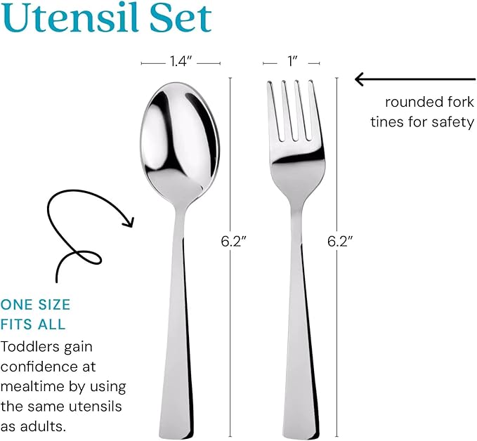 Ahimsa Stainless Steel Kids Utensils - Kids Fork and Spoon Set, Pediatrician Designed Toddler Silverware Set, 100% BPA Free & Dishwasher Safe (Classic)-Ruum Studio Home