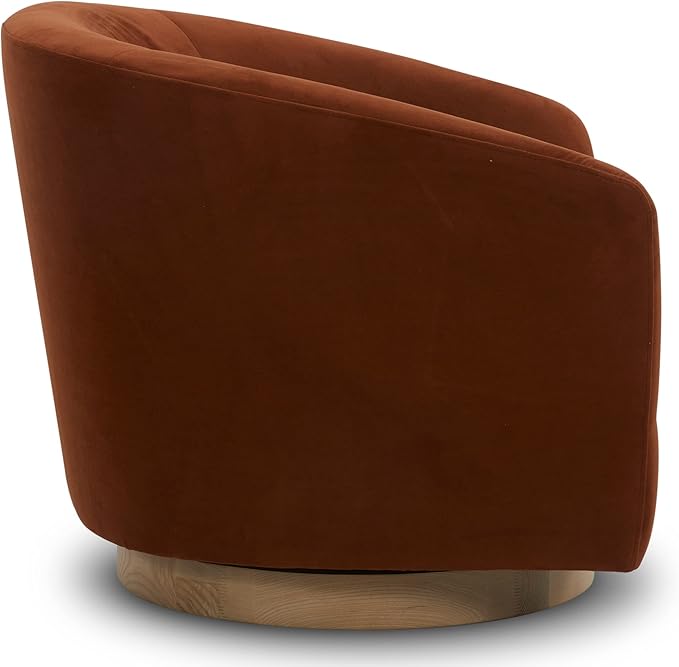 CHITA Swivel Accent Chair, FSC Certified Upholstered Velvet Barrel Chair for Living Room, Fully Assembled, Burnt Orange-Ruum Studio Home
