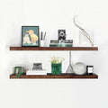 Homeforia Walnut 42 inch Floating Shelves, High End Solid Real Wood 42inch Floating Shelf for Wall, Large Dark Brown 42 inches Long Floating Shelves, Heavy Duty Bracket, 42 X 6.5 X 1.75 inch, Set of 2-Ruum Studio Home