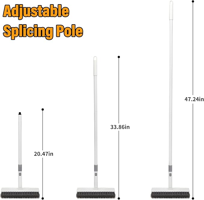 Scrub Brush Floor Brush with Long Handle,Double-Sided V-Shaped Scrub Brush，Shower Floor Scrubber for Cleaning, Tile Scrub Brush with Stiff Bristles, 52'-Ruum Studio Home