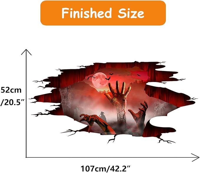 Halloween Wall Stickers Bat Ghost Scary Decor Large Removable Floor Room Decals Decoration Window Clings Party Supplies for Windows Glass Home Ornaments-Ruum Studio Home