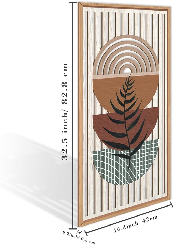 IARTTOP Large Boho Wall Art Set Of 3 Framed Mid Century Modern Wall Decor Abstract Geometric Wood Wall Art For Bedroom Living Room Office 16"x 32"-Ruum Studio Home