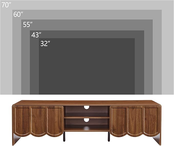 ORRD 63'' TV Stand, Modern TV Console Table Wave Panel Television Stands Entertainment Media Center with Storage Compartment and Sliding Door for Living Room (Walnut)-Ruum Studio Home