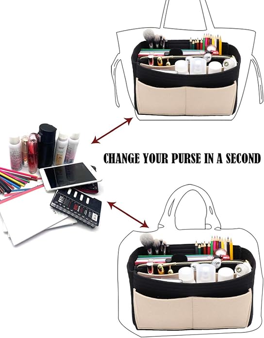 LEXSION Felt Purse Bag Organizer Insert with zipper Bag Tote Shaper Fit Speedy Neverful PM MM-Ruum Studio Home
