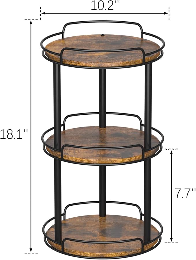 LAMU 10.2'' Wood Lazy Susan Turntable Organizer for Cabinet, 3 Tier Lazy Susan Spice Rack Organizer for Kitchen, Table Top, Countertop, Pantry, Bathroom-Ruum Studio Home