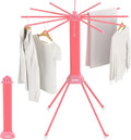 Clothes Drying Rack Foldable & Collapsible Drying Racks with 4-Leg Octopus Design, Large Capacity Space Saving Indoor Drying Rack for Bedroom,Balcony,Laundry for Indoor/Outdoor Use（Pink）-Ruum Studio Home