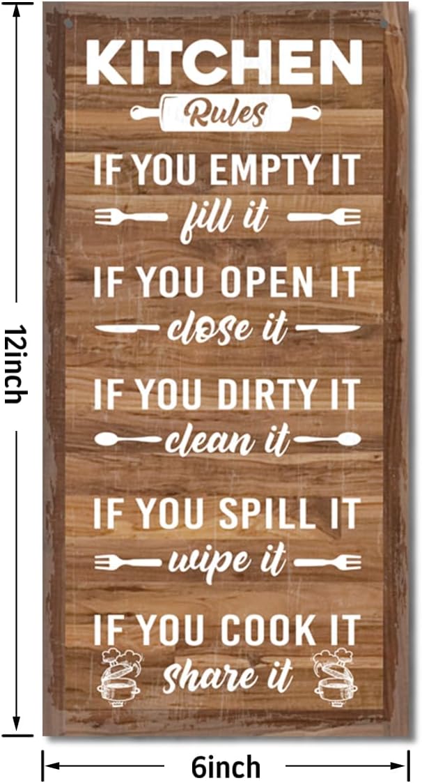 Hanging Rustic Wooden Kitchen Decor Sign, Printed Wood Wall Art, Funny Farmhouse Kitchen Wall Decor I1-Ruum Studio Home