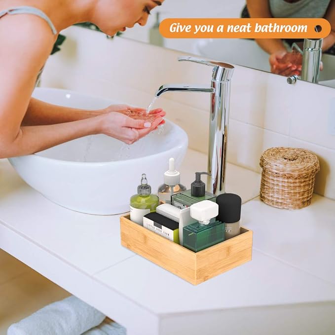 Bamboo Kitchen Drawer Organizer, Wooden Storage Box for Utensil Organizer Silverware Tray Cutlery Holder Flatware Containers - Multi-Use Deep Drawer Dividers Organizer for Bathroom, Jewelry (9"6"2.5")-Ruum Studio Home