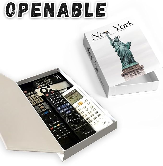 Decorative Storage Book Box – Hidden Storage for Remote Controls, Keys, and Small Items – Elegant Home Decor for Living Room, Bedroom, Coffee Table – Modern Style Faux Book Organizer (New york)-Ruum Studio Home