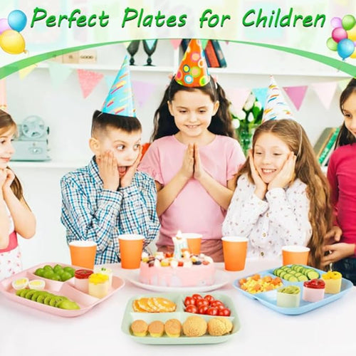 10 Inch Portion Control Divided Plates for Healthy Eating, 4PCS Unbreakable Wheat Straw Dinner Plate BPA Free, Plates for Kids Adults Picnic,Reusable Plates (4 PACK)-Ruum Studio Home