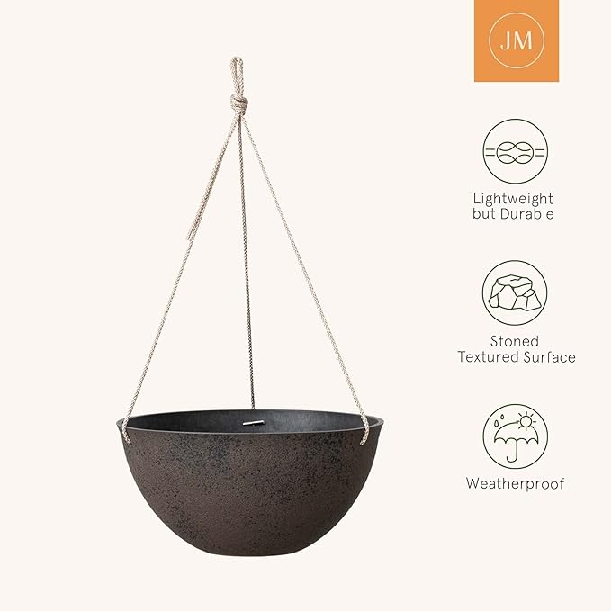 LA JOLIE MUSE Large Hanging Planters - 13 Inch Flower Pots Outdoor Indoor, Hanging Garden Planters Set of 2, New Iron Color-Ruum Studio Home