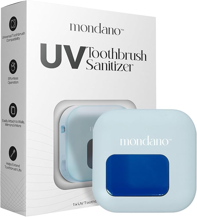 Mondano UV-C Toothbrush Sanitizer and Holder, Toothbrush Case - Manual/Electric Toothbrush Cover for Any Toothbrush Head - Rechargeable Toothbrush Travel Case, Tooth Brush Cover Cap for Home-Ruum Studio Home