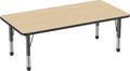 FDP Rectangle Activity School and Classroom Kids Table (30 x 60 inch), Toddler Legs, Adjustable Height 15-24 inches - Maple Top and Black Edge-Ruum Studio Home