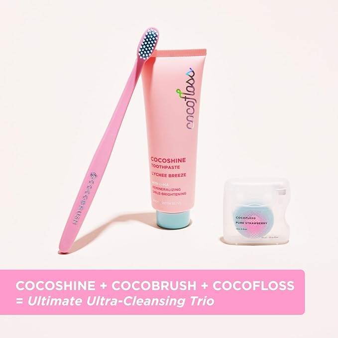 Cocofloss Cocoshine Whitening Toothpaste, Remineralize & Repair Sensitive Teeth, Fluoride-Free with n-HA, Kid-Friendly, Lychee Breeze, 3.4 oz-Ruum Studio Home