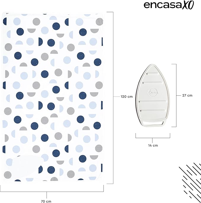 Encasa XO Ironing Mat/Pad (Large 48"x28") with 3mm Padding & Silicone Iron Rest for Steam Pressing on Tabletop or Bed - Heat Resistant, Portable, Quilting & Travel Blanket - Blue Moon-Ruum Studio Home