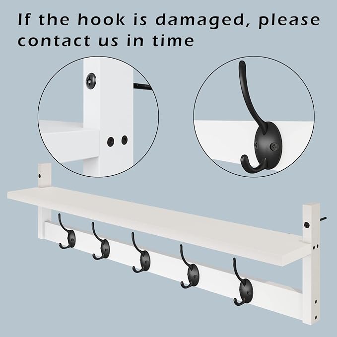 AMBIRD Wall Hooks with Shelf | Entryway Hanging Wood Coat Hooks | Wall-Mounted Rack with 5 Dual Hooks | Bathroom, Living Room, Bedroom (Modern).-Ruum Studio Home