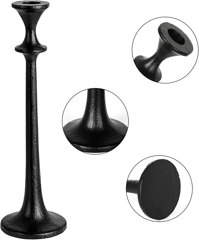 Black Iron Taper Candle Holder - Set of 3 Decorative Candle Stand - Candlestick Holder for Wedding, Dinning, Party-Ruum Studio Home