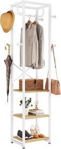 IBUYKE Coat Rack with Shelves, Freestanding Hall Tree with 3 Shelves and 8 Hooks, Industrial Clothes Stand for Entryway, Hallway, Bedroom, Natural UTMJ088R-Ruum Studio Home