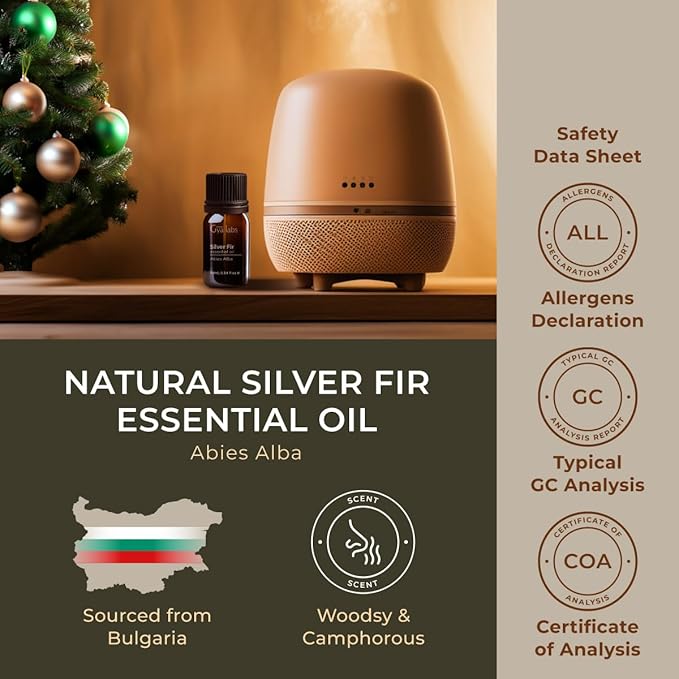 Gya Labs Silver Fir Essential Oil for Diffuser - 0.34 Fl Oz - 100% Pure Natural Silver Fir Oil for Skin, Hair, Aromatherapy & Candle Making Scent-Ruum Studio Home